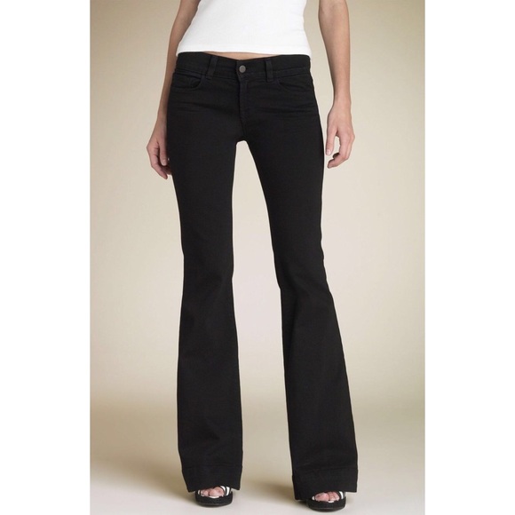 low rise black flare pants